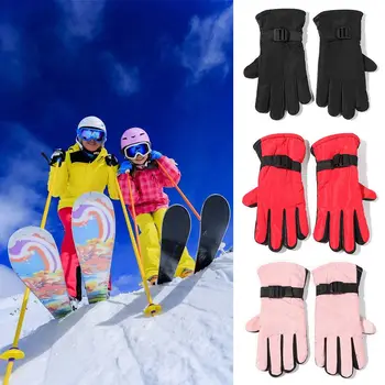 1 пара зимних водонепроницаемых теплых перчаток для взрослых и детей, для мальчиков и девочек, Лыжные детские варежки, зимние уличные