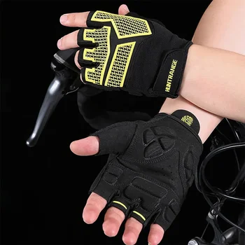 1 пара мужских женских велосипедных перчаток, велосипедные перчатки с подкладкой на половину пальца, амортизирующие, противоскользящие, дышащие Перчатки для шоссейного велосипеда MTB