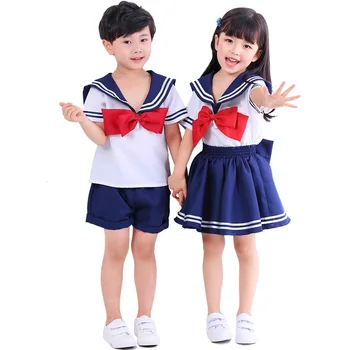 2022 Ребенок Дети Японское аниме Костюм моряка военно-морского флота Униформа синего цвета для девочек и мальчиков Школьная маскарадная вечеринка на Хэллоуин, галстук-бабочка 20