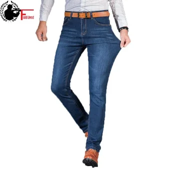 2023 Мужские Джинсы Новая Мода Мужские Повседневные Джинсы Тонкие Прямые Ноги с высокой Эластичностью Свободные Стрейчевые Длинные брюки Мужские джинсовые брюки