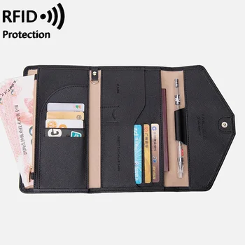 2023 Новая сумка для паспорта RFID Многофункциональный билет ID Банковская карта Кошелек из искусственной кожи Для мужчин и женщин, выезжающих за границу, Держатель для паспорта