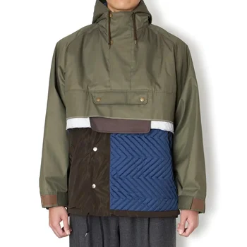 22AW KOLOR Abe Runyi, Японская лоскутная куртка с капюшоном и полупрозрачной молнией, популярное мужское осеннее свободное пальто с длинным рукавом