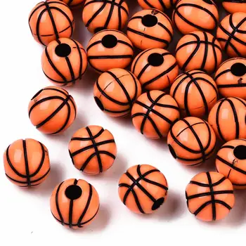 50 шт. акриловых бусин в стиле Craft Спортивные бусины Баскетбольный коралл 11,5 ~ 12x10,5 мм Отверстие: 3,5 ~ 4 мм