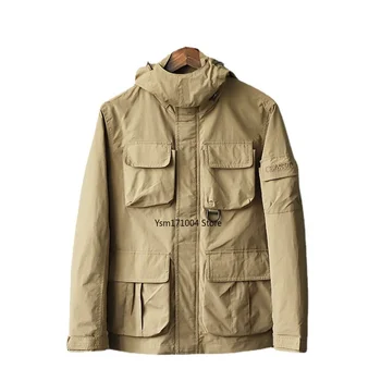 7XL-M Демисезонная мужская уличная ветрозащитная куртка, мужская многофункциональная куртка, высококачественный модный рабочий костюм с несколькими карманами, пальто