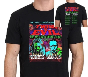 Rob Zombie Marilyn Manson Tour Мужская и Черная Футболка Размер От S До Xxl Стильная Футболка С Коротким Рукавом И Принтом Забавные Футболки Мужские Короткие