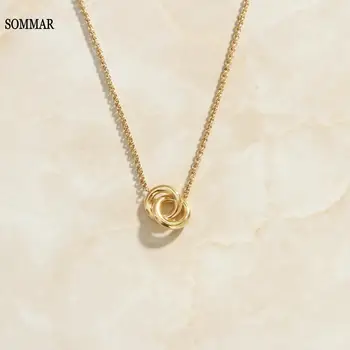 SOMMAR gifts 18 кг Позолоченное ожерелье с подвеской для женщин, простое переплетающееся ожерелье, большое ожерелье, Аксессуары для выпускного вечера