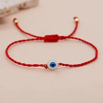 YASTYT Новые красные браслеты с закручивающимися веревочными глазами Классическая модная цепочка из медных бусин в виде хвоста, турецкие крошечные браслеты от сглаза для женщин