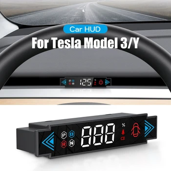 Автомобильный HUD Head Up Дисплей ЖК-дисплей Спидометра OBD2 Питание Сигнала поворота В режиме реального времени Для Tesla Model 3/Y 2019-2023