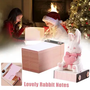 Блокнот Omoshiroi Block 3D Cute Bunny notes с Тремя Кроликами Бумажный Блокнот на день рождения Kawaii Memo Accessories Notes Dimensional S5M6