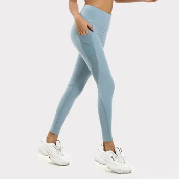 Брюки для йоги с персиковым карманом на бедрах с высокой талией, женские брюки для фитнеса с сетчатой строчкой, облегающие спортивные штаны для бега