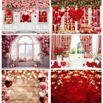 Виниловые фоны для свадебной фотосъемки на День Святого Валентина, реквизит, розовое сердце, романтические воздушные шары для фотосъемки, фон для вечеринки VS-99