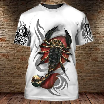 Винтажная футболка с животными Для Мужчин, Футболки с принтом Tigerscorpion, 3D Повседневная Мужская футболка Оверсайз, Мужская одежда Ropa Para Hombre