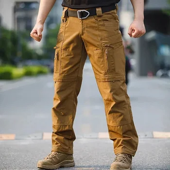 Водонепроницаемые мужские брюки-карго, тактические брюки для военных тренировок, боевые брюки с множеством карманов, износостойкие мужские брюки для пеших прогулок на открытом воздухе