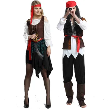 Готовый к выступлению взрослый костюм Карибского пирата для косплея на Хэллоуин