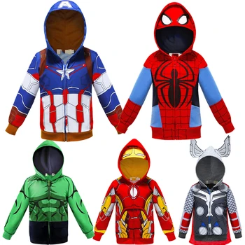 Детские толстовки Disney Spiderman, Супергерой IronMan, Капитан Америка, Детская толстовка, Спортивная одежда, Подарок на Рождество и Хэллоуин