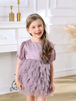 Детские элегантные платья, костюм Frozen для девочки, пышное роскошное бело-фиолетовое платье с цветами для свадьбы, дня рождения, вечеринки от 1 до 8 лет