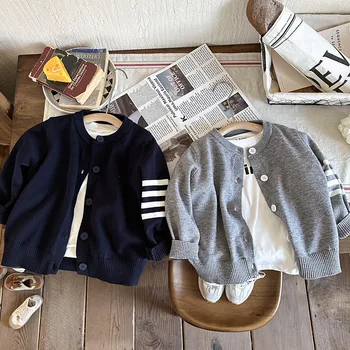 Детский кардиган тонкой вязки, весенне-осенний детский весенний свитер для девочек, иностранный весенний стиль, корейское пальто