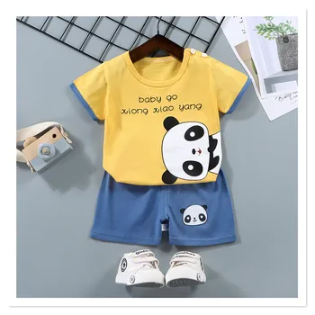 Детский комплект с коротким рукавом, футболка для мальчиков из чистого хлопка, летняя детская одежда, Шорты для девочек, летняя одежда для малышей Оптом