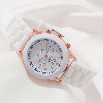 Женские часы бренда GENEVA 2023, новые модные женские кварцевые наручные часы с каучуковым ремешком, простые повседневные часы для женщин Reloj Mujer