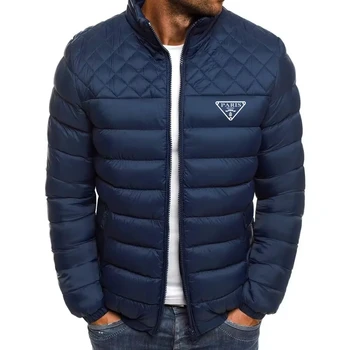Зимняя мода 2023, новое мужское роскошное теплое хлопчатобумажное пальто на молнии, повседневное, высококачественное, для занятий спортом на открытом воздухе, легкое пуховое пальто
