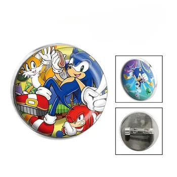 Значок Sonic The Hedgehog, игровая Периферийная Брошь с кристаллами и драгоценными камнями, изысканные Аксессуары в подарок
