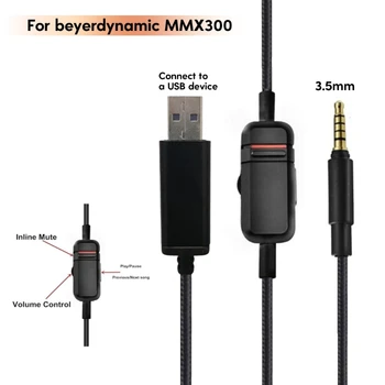 Игровой кабель для наушников от USB до 3,5 мм со встроенным регулятором громкости и функцией отключения звука Совместим с наушниками MMX300