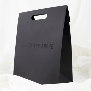 Индивидуальный продукт, роскошные ювелирные изделия, косметика, ручка для высечки по индивидуальному дизайну, черная упаковка для покупок одежды, белая Крафт-бумага