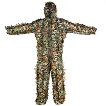 Камуфляжный костюм Leaf, легкая охотничья одежда из двух предметов, мужская, женская, детская уличная маскировочная одежда, охотничий костюм, брюки, куртка с капюшоном