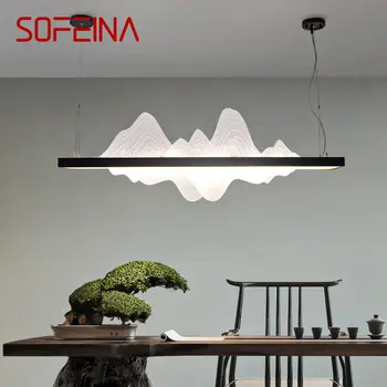 Китайские подвесные светильники SOFEINA для потолка, светодиодные, 3 цвета, Современный чайный домик, Креативная люстра с пейзажем на холме для домашней столовой