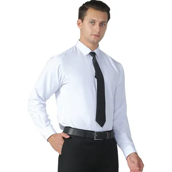 Классическая мужская рубашка с Французскими манжетами M-5XL, Длинный рукав, Закрытая Планка, Официальные Деловые Белые Рубашки Стандартного покроя Для Работы в офисе