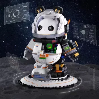 Космическая панда, животное-астронавт, милое животное в китайском стиле, Панда, строительный блок, развивающие игрушки для мальчиков, детские модели кирпичей