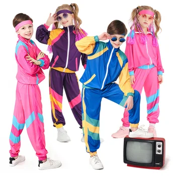 Косплей на Хэллоуин, дискотечный костюм, танцевальный спортивный костюм в стиле хип-хоп для мальчиков и девочек, три цвета