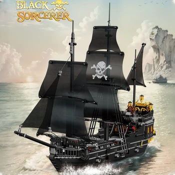 Креативная модель пиратского корабля Black Wizard, Строительные блоки, мини-кирпичные игрушки, MOC Assembly, Обучающие наборы декора для детей, подарки для мальчиков