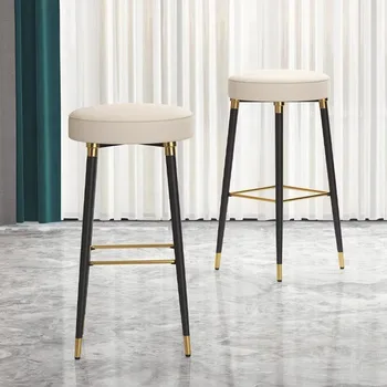 Кухонный Низкий белый барный стул, круглый современный водонепроницаемый минималистичный обеденный стул, шезлонги для макияжа, скандинавская мебель