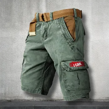 Летние шорты Мужские брюки карго Свободные повседневные спортивные штаны из никеля с боковым карманом Хлопковые удобные повседневные шорты большого размера