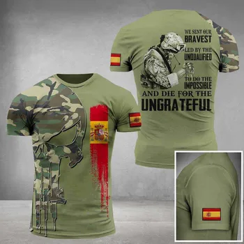 Летняя Мужская футболка ветеранов Испании, футболка спецназа, мужская футболка с 3D-печатью, круглый вырез, мужские и женские повседневные футболки для загородного поля