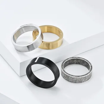 Матовые антикварные кольца 6 мм, простой палец из нержавеющей стали, женские украшения для пары