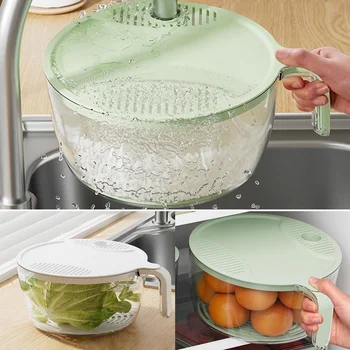 Многофункциональная корзина для раковины, сетчатый фильтр, Корзина для мытья с крышкой Для хранения продуктов и мытья овощей, риса, принадлежностей для домашней кухни