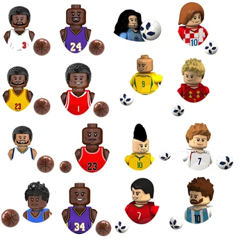 Модель спортивной звезды футбола и баскетбола Персонажи серии Bricks, мини-фигурки, Строительные блоки, Детские игрушки для Рождественского подарка