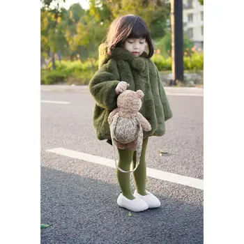 Модное плюшевое пальто для девочек плюс флисовое пальто в корейском стиле, удобная толстая теплая детская куртка с хлопчатобумажной подкладкой