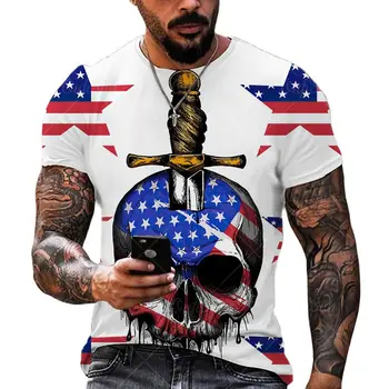 Модный Американский Флаг, 3D Мужская Футболка Оверсайз, Летняя Футболка С Круглым Вырезом И Коротким Рукавом, Спортивная Рубашка Для Фитнеса, Свободный Дышащий Уличный Топ