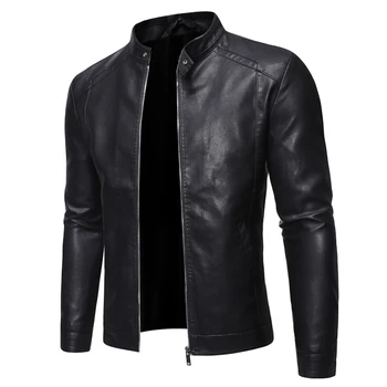 Мужская куртка из Искусственной кожи, Мотоциклетные Байкерские Мужские куртки 2023, Черная Уличная Верхняя одежда, Пальто 5XL Plus Szie, мужская одежда