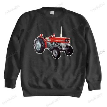 мужская осенняя хлопчатобумажная толстовка с капюшоном и черным принтом Massey Ferguson 135 Vintage Tractors s толстовки унисекс осенняя мода толстовки