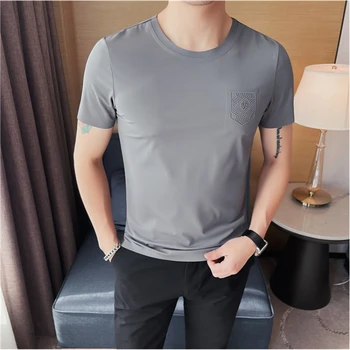Мужская спортивная футболка с коротким рукавом, быстросохнущая футболка для бега, дышащая рубашка для фитнеса, майки для спортзала Ice Silk, мужская одежда