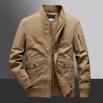 Мужские зимние куртки и пальто Однотонного цвета с множеством карманов Из плотной теплой Хлопчатобумажной Ткани Классического дизайна Jaqueta C5482