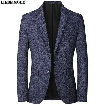 Мужской однобортный блейзер в Корейском стиле, приталенный деловой повседневный костюм, куртка, весна-осень, черный, серый, темно-синий, блейзер Homme