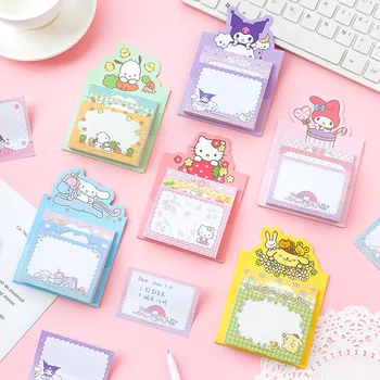 Мультяшная Записная Книжка Sanrio Cute Hello Kitty Pochacco My Melody Cinnamoroll Kuromi Sticky Notes Сообщение Sticky Notes