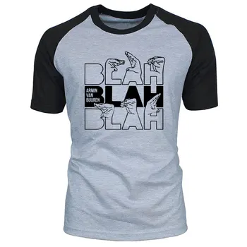 Новая летняя футболка ARMIN VAN BUUREN BLAH Для любителей транс-музыки, крутая повседневная футболка DJ, Мужские хлопковые топы с коротким рукавом европейского размера, сращивание