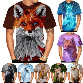 Новая модная Повседневная мужская футболка с 3D-принтом с короткими рукавами и милым животным Фоксом, футболка с 3D-принтом с изображением животных, Размер XXS-6XL
