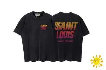 Новая футболка в стиле хип-хоп с кристаллами Saint Louis Sunset, мужская и женская футболка Destroy Design Oversize, повседневная футболка с коротким рукавом и биркой